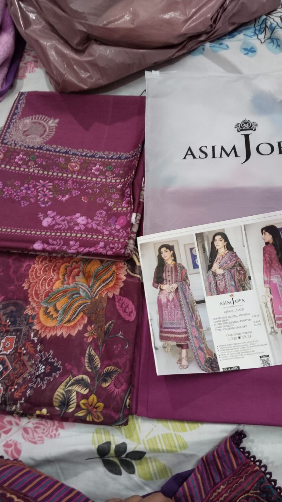 Asim Jofa AJS-04 — 3-Piece Unstitched Digital Printed Lawn Suit