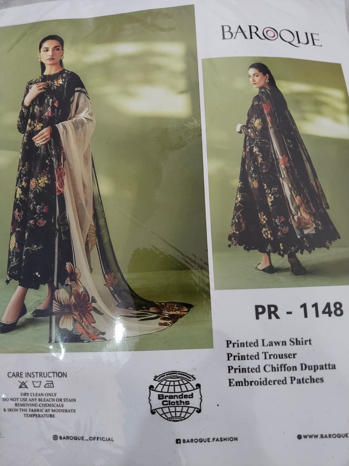 Baroque  Embroidered Lawn 3 Piece Suit