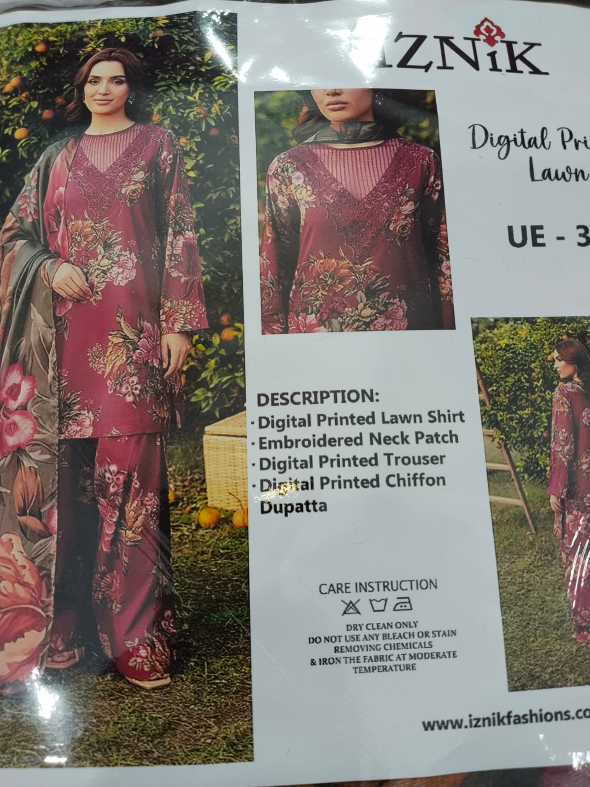 Iznik Embroidered Lawn 3 Piece Suit