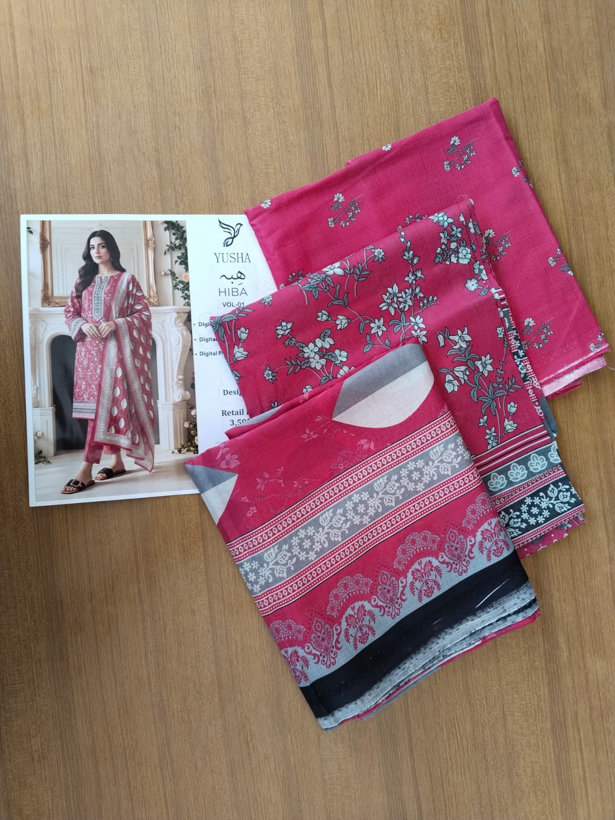 Yusha Printed Lawn 3 Piece Suit